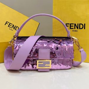 Fendi 8BR600 Baguette Bag embroidered with light purple sequins