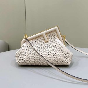 Fendi First Small 8BP129 Beige Interlaced Leather Bag