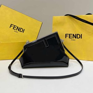Fendi First Small 8BP129 Black Patent Leather Bag