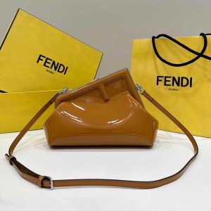 Fendi First Small 8BP129 Tan Patent Leather Bag