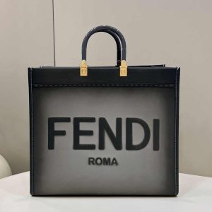 Fendi Sunshine Large Bag Gray Leather Shopper 8BH372