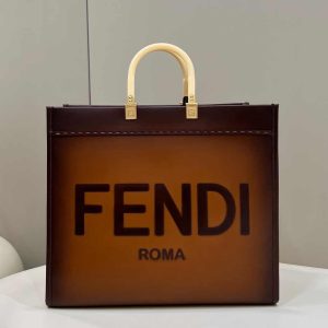 Fendi Sunshine Large Bag Brown Leather Shopper 8BH372