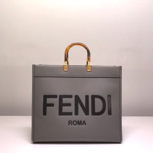 Fendi Sunshine Large Bag 8BH372 Gray Leather Shopper