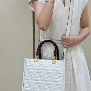 Fendi Sunshine Small Bag White leather shopper 8BH394