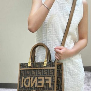 Fendi Sunshine Small Bag Brown FF leather 8BH394