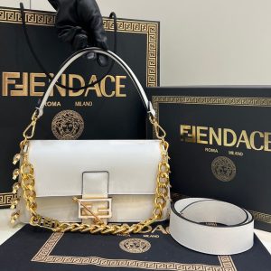 Fendi x Versace Fendace Brooch Baguette NM Bag 8BS068 White