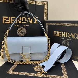 Fendi x Versace Fendace Brooch Baguette NM Bag 8BS068 Blue