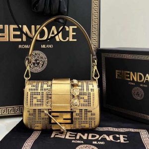 Fendi x Versace Fendace Brooch Baguette NM Bag 8BS066 Gold